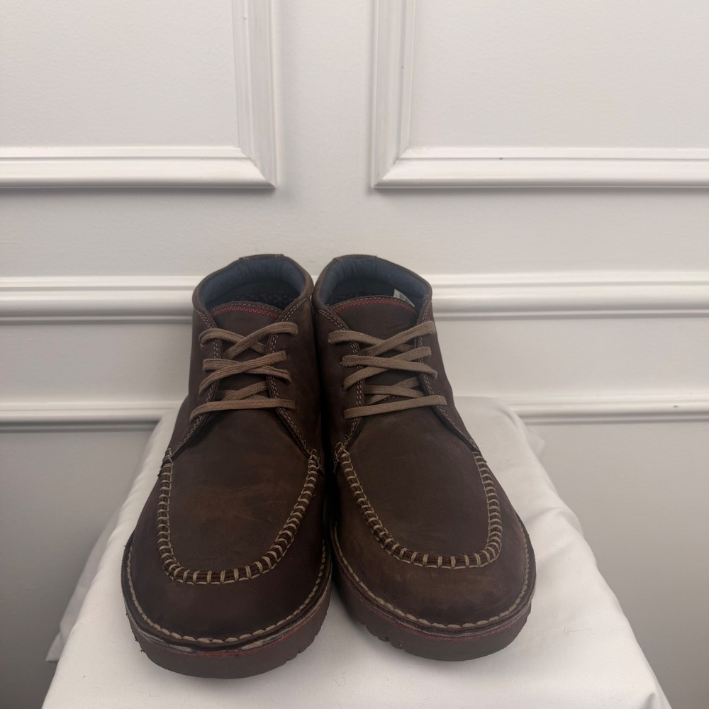 Clarks Vargo Apron Dark Brown Leather Chukka Moc Toe Boots Mens 12 M
